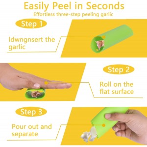 Stainless Steel Garlic Press Rocker Set - Heavy Duty Garlic Mincer, Crusher & Chopper with Silicone Peeler, Scraper & Cleaning Brush - Effortless Smasher and Grinder Tool for Easy Kitchen Prep (Green)