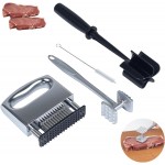 4-Piece Meat Tenderizer Tool – Includes Textured Meat Tenderizer Hammer, Stainless Steel Needle Tenderizer, ABS Mixing Stick & Cleaning Brush – 4-Piece Duty Kitchen Accessories for Steak & Chicken