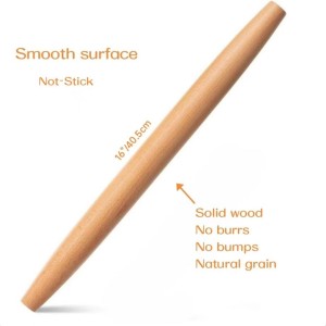 French Rolling Pin,16 Inches Wooden Rolling Pin for Baking,Fondant,Dough Roller for Cookie,Pizza Pie Crust, Pastry, Dough, Essential Kitchen Utensil