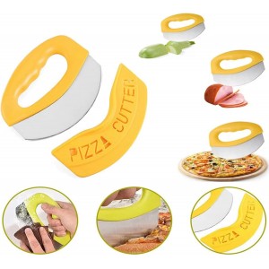 1 Pcs Pizza Cutter With Cover, Dought Scraper Pastry Pizza Tools, Sharp Food Pizzas Spatula Yellow Kitchen Accessories for Lattice Dough Food