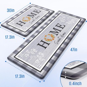 Kitchen Rugs, 2 PCS Kitchen Mats for Floor, Cushioned Non-Slip Anti Fatigue Mats for Kitchen Floor, Kitchen Runner Rugs for Standing Desk, Office, Laundry (17.3’’ x 30’’ + 17.3’’ x 47.2’’)