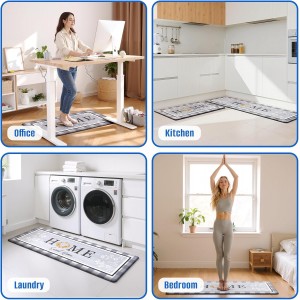 Kitchen Rugs, 2 PCS Kitchen Mats for Floor, Cushioned Non-Slip Anti Fatigue Mats for Kitchen Floor, Kitchen Runner Rugs for Standing Desk, Office, Laundry (17.3’’ x 30’’ + 17.3’’ x 47.2’’)