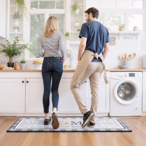 Kitchen Rugs, 2 PCS Kitchen Mats for Floor, Cushioned Non-Slip Anti Fatigue Mats for Kitchen Floor, Kitchen Runner Rugs for Standing Desk, Office, Laundry (17.3’’ x 30’’ + 17.3’’ x 47.2’’)