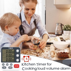 2Pcs Digital Dual Kitchen Timer,3-Channel Magnetic Countdown Stopwatch Timer for Cooking Suitable for Old People,Classrooms,Kitchens, Etc. (Excluding Batteries)