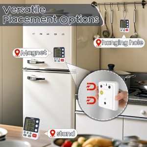 2Pcs Digital Dual Kitchen Timer,3-Channel Magnetic Countdown Stopwatch Timer for Cooking Suitable for Old People,Classrooms,Kitchens, Etc. (Excluding Batteries)