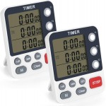 2Pcs Digital Dual Kitchen Timer,3-Channel Magnetic Countdown Stopwatch Timer for Cooking Suitable for Old People,Classrooms,Kitchens, Etc. (Excluding Batteries)