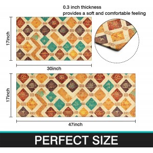 Moroccan Trellis Kitchen Rugs Set of 2, Modern Minimalist Abstract Mats for Floor, Geometric Runner Rug Non-Slip Washable for Sink,Office,Laundry Or as Holiday Decoration Home Decor