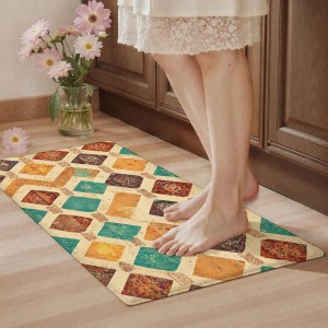 Moroccan Trellis Kitchen Rugs Set of 2, Modern Minimalist Abstract Mats for Floor, Geometric Runner Rug Non-Slip Washable for Sink,Office,Laundry Or as Holiday Decoration Home Decor