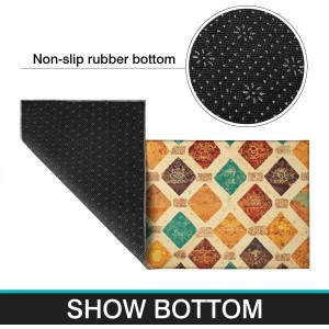 Moroccan Trellis Kitchen Rugs Set of 2, Modern Minimalist Abstract Mats for Floor, Geometric Runner Rug Non-Slip Washable for Sink,Office,Laundry Or as Holiday Decoration Home Decor