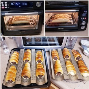 3-Slot French Bread Baking Pan - Professional Non-Stick Coated Baguette Bread Tray - Thickened Carbon Steel Baking Mold with Ventilation Holes - Suitable for Oven Baking