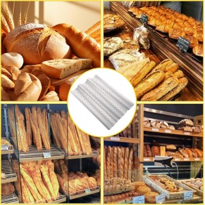 3-Slot French Bread Baking Pan - Professional Non-Stick Coated Baguette Bread Tray - Thickened Carbon Steel Baking Mold with Ventilation Holes - Suitable for Oven Baking