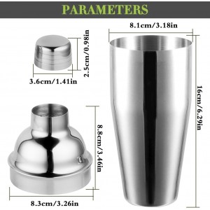 Cocktail Shaker,Drink Mixer with Built-in Strainer for Mixing Drinks Margaritas,Beginner Friendly Mixer Bar Utensil Tool (Sliver-01)
