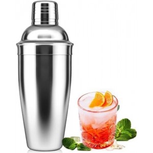 Cocktail Shaker,Drink Mixer with Built-in Strainer for Mixing Drinks Margaritas,Beginner Friendly Mixer Bar Utensil Tool (Sliver-01)