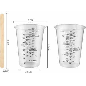 50PCS Resin Epoxy Mixing Cups, DQELFA 8oz Clear Plastic Paint Measuring Cups with 50pcs Wooden Stirring Sticks for Epoxy Resins, Mixing Paint, Pigments, Resins