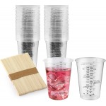50PCS Resin Epoxy Mixing Cups, DQELFA 8oz Clear Plastic Paint Measuring Cups with 50pcs Wooden Stirring Sticks for Epoxy Resins, Mixing Paint, Pigments, Resins
