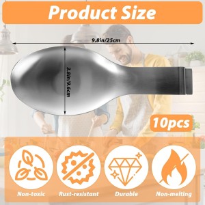 10 Pack Stainless Steel Spoon Rest Large Size Spatula Ladle Holder Heavy Duty Cooking Utensil Rest for Stove Top Kitchen Countertop Dishwasher Safe