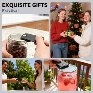 JTENGYAO 2-Pack Canning Jar Opener with Magnets, Mason Jar Opener for Canning Lids, Fits Regular and Wide Mouth Jars, Powerful Magnet for Easy Refrigerator Storage, Releases Vacuum Seal (Black)