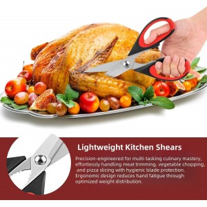 Kitchen Scissors All Purpose Heavy Duty, Kitchen Utensils Set, Stainless Steel Cooking Utensils Gadgets, Meat Poultry Food Shears Dishwasher Safe Utility Tools Home Gift (Black Red)