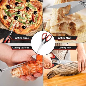 Kitchen Scissors All Purpose Heavy Duty, Kitchen Utensils Set, Stainless Steel Cooking Utensils Gadgets, Meat Poultry Food Shears Dishwasher Safe Utility Tools Home Gift (Black Red)