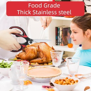 Kitchen Scissors All Purpose Heavy Duty, Kitchen Utensils Set, Stainless Steel Cooking Utensils Gadgets, Meat Poultry Food Shears Dishwasher Safe Utility Tools Home Gift (Black Red)