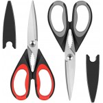 Kitchen Scissors All Purpose Heavy Duty, Kitchen Utensils Set, Stainless Steel Cooking Utensils Gadgets, Meat Poultry Food Shears Dishwasher Safe Utility Tools Home Gift (Black Red)