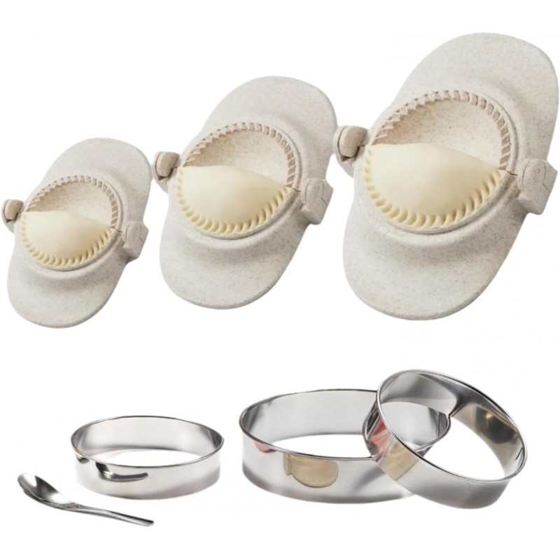 Empanada Maker Press,Dumpling Maker Set with Dough Cutter, Dumpling Mold Set for Pierogi, Pastelitos, Calzone, Turnovers, Chinese Dumpling,Can also be Used as Tortilla Folder,3 Sizes(4