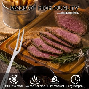 2 Pcs Carving Fork, Meat Cooking Utensil, Kitchen Forks 2 Prong, Long Handle Fork, Granny Fork, Anti-Rust, Heat-Resistant For Grill, Cooking And Serving