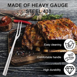 2 Pcs Carving Fork, Meat Cooking Utensil, Kitchen Forks 2 Prong, Long Handle Fork, Granny Fork, Anti-Rust, Heat-Resistant For Grill, Cooking And Serving