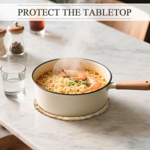 Boho Trivets for Hot Dishes, Pots and Pans, Farmhouse Water Hyacinth Hot Pads 8 Inch, Straw Pot Holders for Kitchen, Rustic Braided Heat Resistant Mat, Jute Coasters Set Wicker Decor (Natural 3 Pcs)