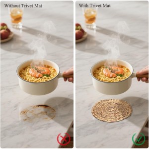 Boho Trivets for Hot Dishes, Pots and Pans, Farmhouse Water Hyacinth Hot Pads 8 Inch, Straw Pot Holders for Kitchen, Rustic Braided Heat Resistant Mat, Jute Coasters Set Wicker Decor (Natural 3 Pcs)