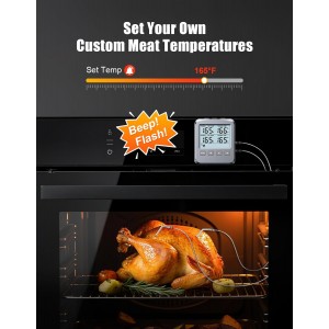 Dual Probe Meat Thermometer Digital for Cooking, Grilling & Smoking with Large LCD Backlight & Alarm, Kitchen Food Grill Thermometer, Smoker Accessories for BBQ, Oven, Oil Fry, Gifts for Men