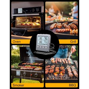 Dual Probe Meat Thermometer Digital for Cooking, Grilling & Smoking with Large LCD Backlight & Alarm, Kitchen Food Grill Thermometer, Smoker Accessories for BBQ, Oven, Oil Fry, Gifts for Men