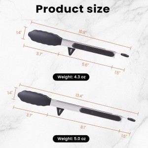 Kitchen Tongs Set of 2 (9” & 12”) – Stainless Steel & Silicone Cooking Tongs with Built-in Stand & Dishwasher Safe – Heat Resistant up to 600°F – Perfect for Grilling, BBQ, Salad & Frying