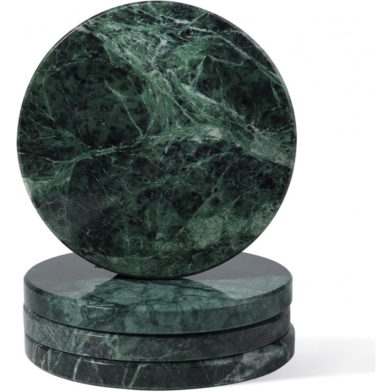 Koville Marble Coaster Set of 4, Round Coasters, 4