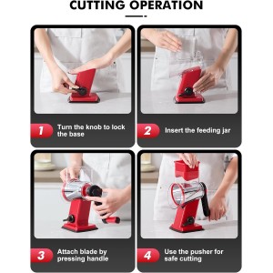 GDL Rotary Cheese Grater Hand Crank - Upgraded Cheese Shredder with 4 Interchangeable Blades, Rotary Grater with Non-slip Suction Base, Easy to Clean Kitchen Grater Slicer Grinder for Vegetable Nuts