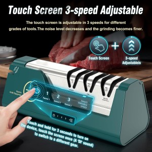 Professional Electric Knife Sharpener with 100% Diamond Abrasives & Precision Angle Guides, 3-Speed Variable 4-Stage Open Touch-Screen Knife Sharpener for Straight, Serrated Edges, Scissors & Axes
