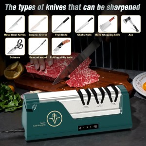 Professional Electric Knife Sharpener with 100% Diamond Abrasives & Precision Angle Guides, 3-Speed Variable 4-Stage Open Touch-Screen Knife Sharpener for Straight, Serrated Edges, Scissors & Axes