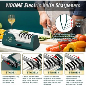 Professional Electric Knife Sharpener with 100% Diamond Abrasives & Precision Angle Guides, 3-Speed Variable 4-Stage Open Touch-Screen Knife Sharpener for Straight, Serrated Edges, Scissors & Axes