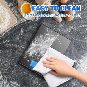 Rechargeable 304 Stainless Steel Kitchen Scale, Diyife 33lb Digital Food Scale with LCD Display, Batteries and Type-C Charging, for Meal Prep, Cooking, Baking (Black)