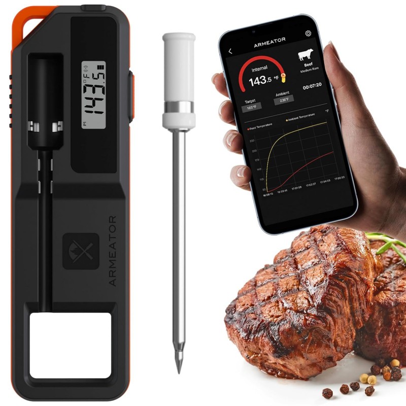 Smart Meat Thermometer Digital Instant Read Wireless Cooking Thermometer for BBQ Grill Air Fryer, Gifts for Men, Kitchen Essentials Gadgets Grilling Accessories, Stocking Stuffers Food Thermometers