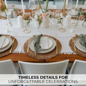 Decorative Boho Table Placemats Set of 6 with Matching Linen-Textured Napkins - Beautiful Natural Decor Elevates Your Dining Room or Kitchen Setting - Easy to Style & Mix with Linen Inspired Material