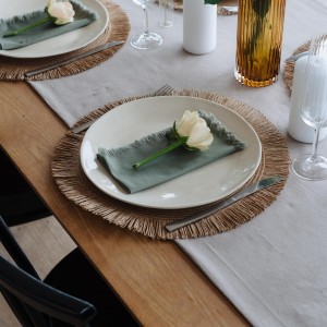 Decorative Boho Table Placemats Set of 6 with Matching Linen-Textured Napkins - Beautiful Natural Decor Elevates Your Dining Room or Kitchen Setting - Easy to Style & Mix with Linen Inspired Material