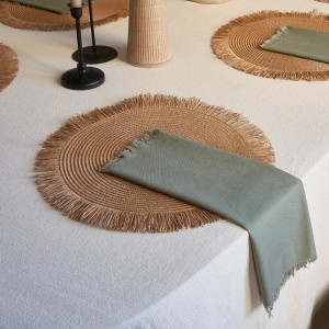 Decorative Boho Table Placemats Set of 6 with Matching Linen-Textured Napkins - Beautiful Natural Decor Elevates Your Dining Room or Kitchen Setting - Easy to Style & Mix with Linen Inspired Material