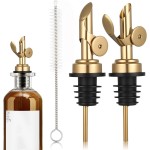 2 PCS Weighted Stainless Steel Bottle Pourers, Olive Oil Dispenser Spout, Self Closing Liquor Pour Spout, Weighted Pourer for Liquor Bottles, Oil Bottles, Vinegar, Syrup and Alcohol, Gold