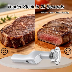 YOTAN Electric Meat Tenderizer for Steak, 3 Speed Powerful Motor, Tenderizes Tough Meat in Seconds, Stainless Steel Tender Head, Safe One-Press Design, Easy to Clean, for Beef Pork Chicken BBQ