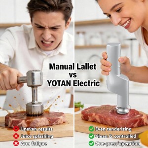YOTAN Electric Meat Tenderizer for Steak, 3 Speed Powerful Motor, Tenderizes Tough Meat in Seconds, Stainless Steel Tender Head, Safe One-Press Design, Easy to Clean, for Beef Pork Chicken BBQ
