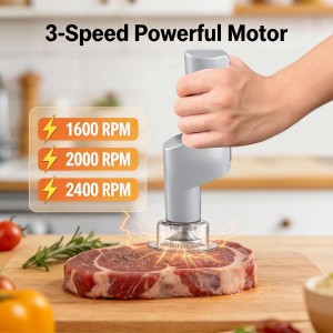 YOTAN Electric Meat Tenderizer for Steak, 3 Speed Powerful Motor, Tenderizes Tough Meat in Seconds, Stainless Steel Tender Head, Safe One-Press Design, Easy to Clean, for Beef Pork Chicken BBQ