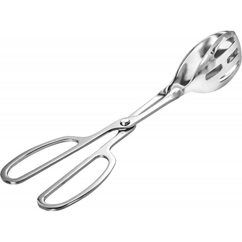 Kitchen Tongs for Cooking for Buffet Party Catering - Stainless Steel Salad Tongs for Food Bread Cake Bake Dessert, 10-Inch Serving Tongs for Grill, Steak, Barbecue, Scissor Design (1 Pack)