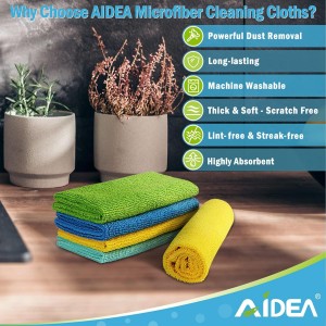 AIDEA Microfiber Cleaning Cloth, 20PK, Soft Absorbent Rags, Microfiber Towels for Cars, Kitchen Towels, Dusting Cloth for Home, Window, Cleaning Supplies, 12