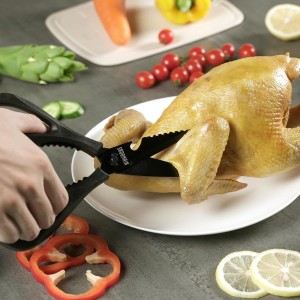 Kitchen Scissors All Purpose, Extra Sharp Kitchen Shears with Knife Sharpener & Sheath, Solid & Durable Stainless Steel Scissors with ANTI-RUST Black Titanium Plated, Dishwasher Safe - Brown